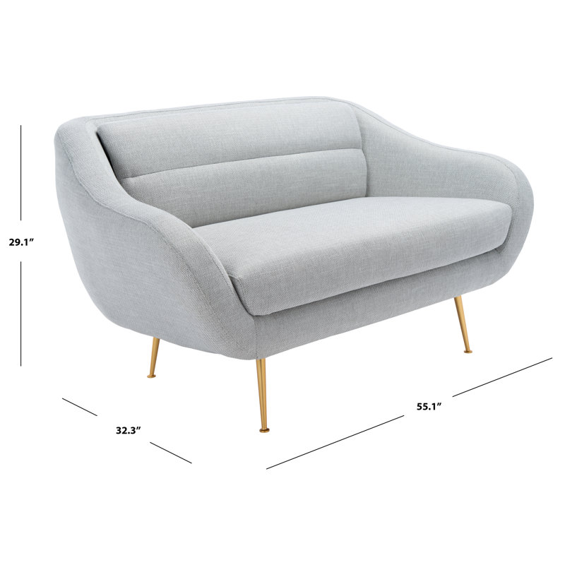 Mid-Century Chic Belladonna 56'' Light Gray Fabric Loveseat