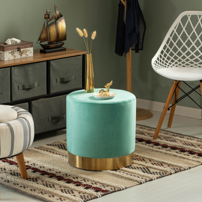 Nayli Velvet Ottoman, Teal