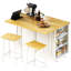 Îlot de cuisine roulant de 48 pouces avec bloc d'alimentation et supports de rangement internes Selwyn