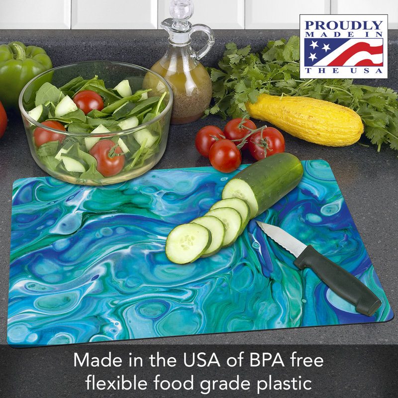 Blue Fluidity Flexible Plastic Rectangular Chopping Mat 15" x 11.5"