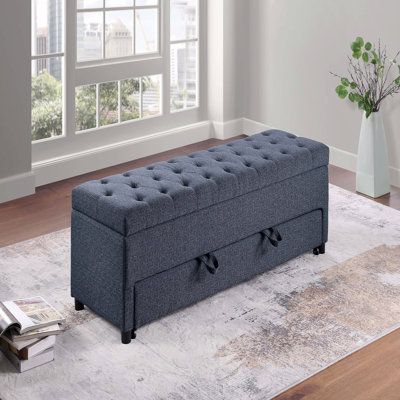 Repose-pieds avec rangement et sous-siège bleu et gris 1pc