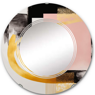 Qwanisha Pink And Gold Art Deco III - Modern Transitional Wall Mirror
