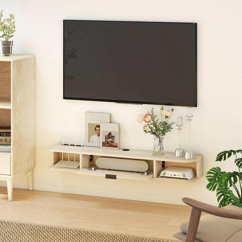 Unfinished Floating TV Stand for TVs up to 55", Beige