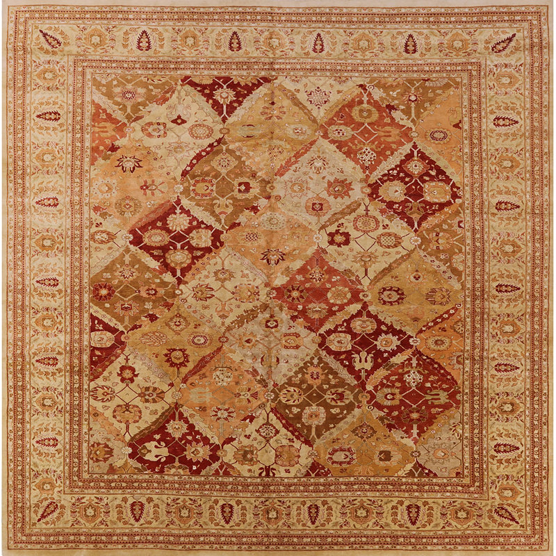 Tapis oriental rouge / orange Odder, Carré 3 pi