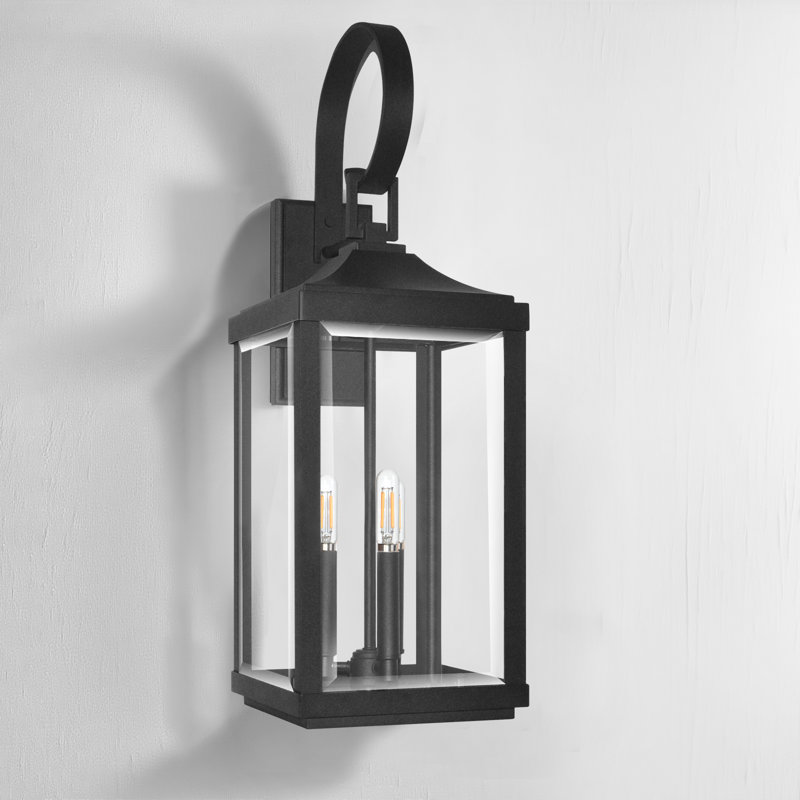 Alvime Large 27.5" H Traditional Black 3-Light Outdoor Wall Lantern with Premium Beveled High Strength Clear Glass
