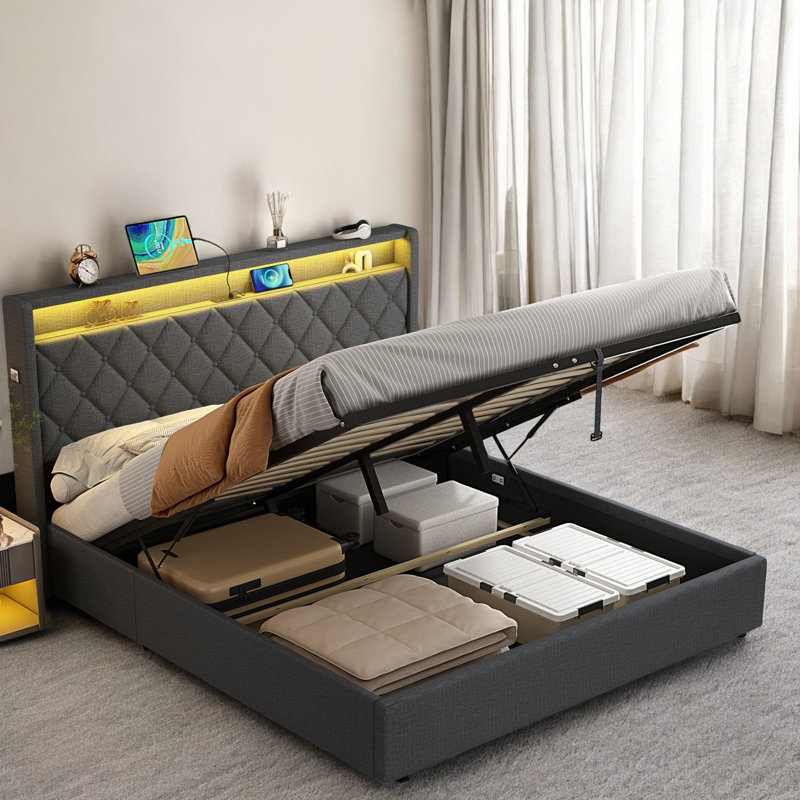 Devantae Upholstered Ottoman Storage Bed, Double (4'6)
