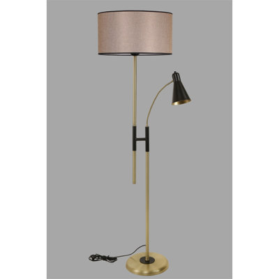 Modern Floor Lamp with Metal Body, Wicker Color, 65.0 inches Tall | Chrome Coated, Fabric Cap, E27 Socket (Max 40W) | Stylish Scandinavian Design for Home & Office, Electrostatic Oven Dried Finish, Unique Glam Accent