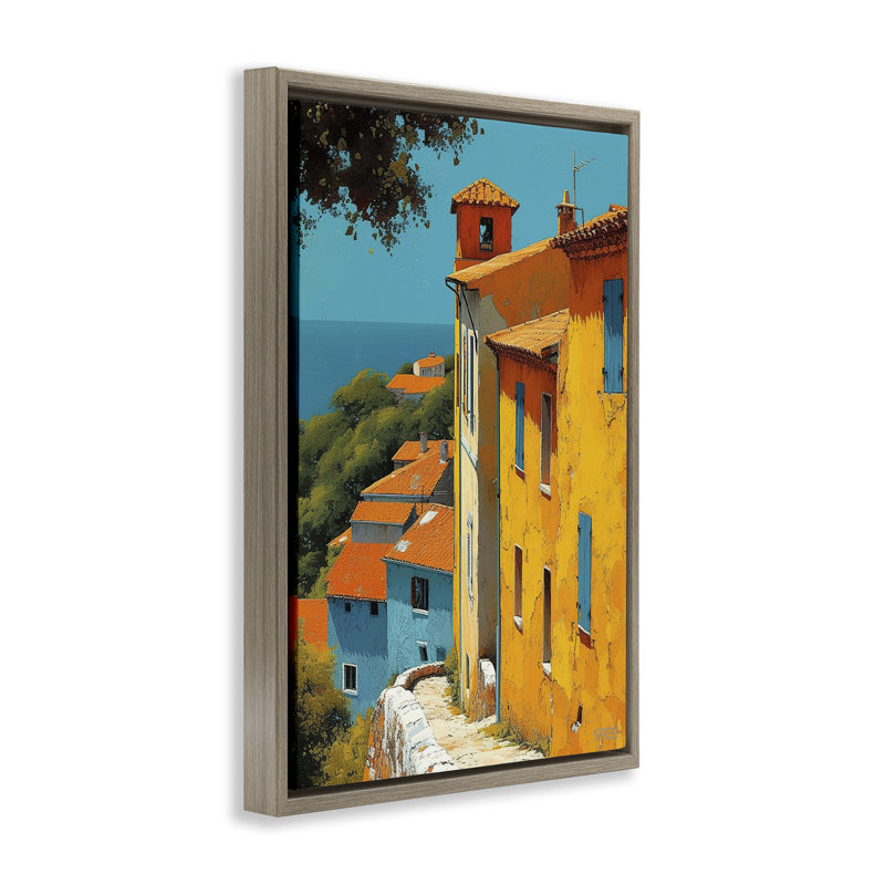 «Tall Buildings» par Sea Brown, toile flottante encadrée par RB, Cadre flottant orme Montalcino, H 31 po x l 21 po