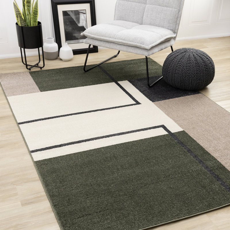 Tapis géométrique tissé à la machine Mentko, Rectangle 7 pi 10 po x 10 pi 6 po