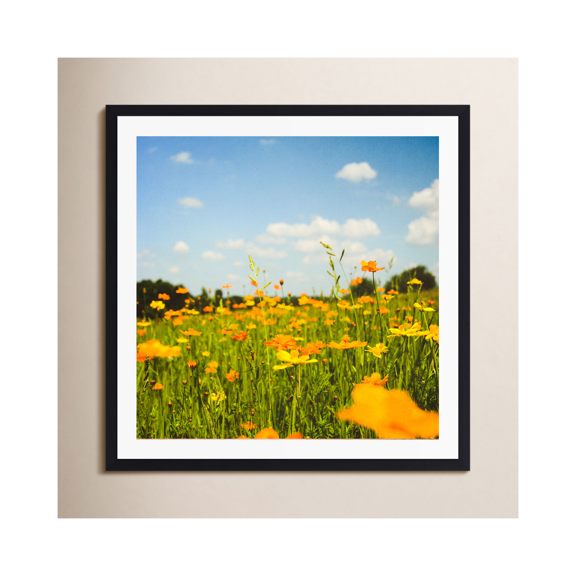 Summertime Good Vibes by Olivia St Claire, 12" W x 12" H, No, Black Floater Framed