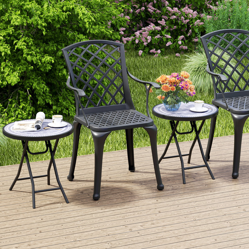 Round Glass Outdoor Coffee Table - 46 cm W 46 cm D
