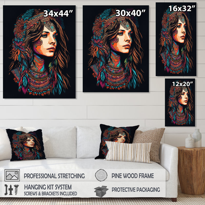 «Contemporary Bohemian Woman I» sur toile, H 40 po x l 30 po x P 1,5 po, Toile tendue