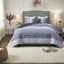 Elegant Navy Jacquard Bedding Sets, Polyester King Size, For All-season Comfort