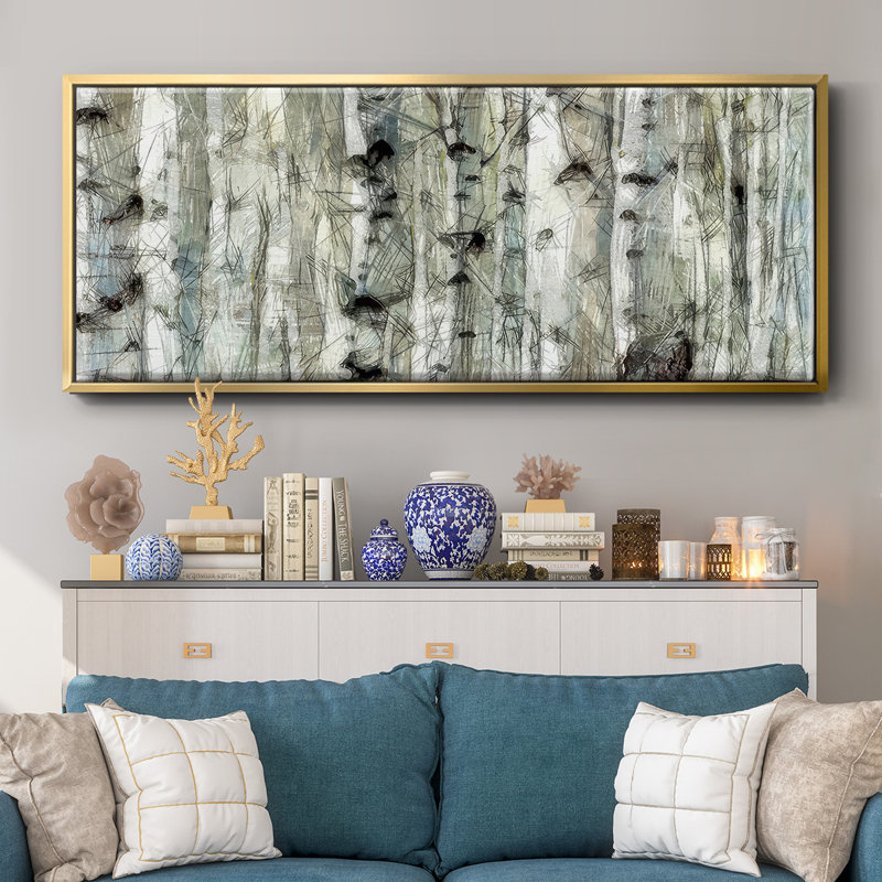 Birch III- Framed Canvas, 12" H x 30" W