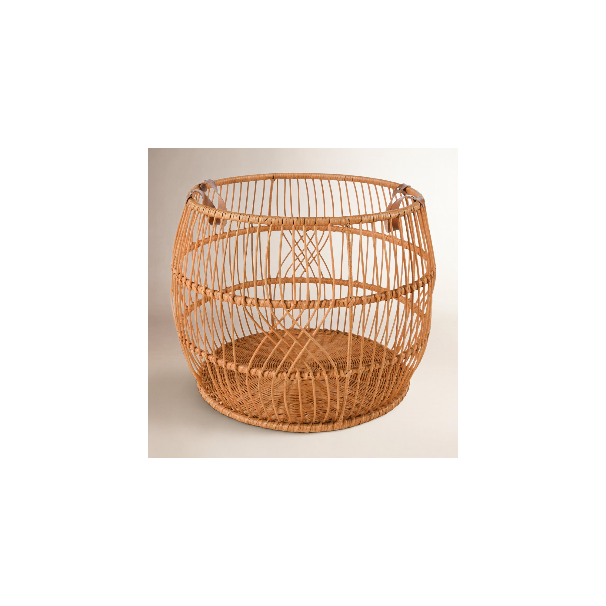 Sumatra Rattan Floor Storage Basket, 16" H x 21" W x 21" D, Natural