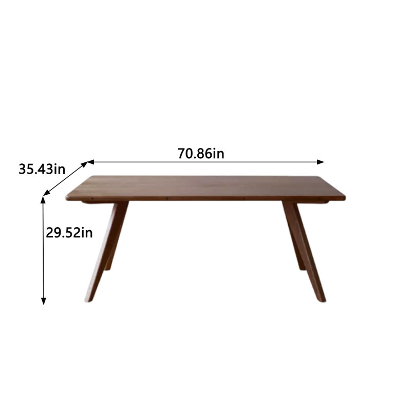 Solid Wood Dining Table, Walnut, 35.43" W x 70.86" L