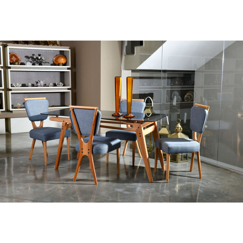 Ensemble repas pour quatre personnes, Noyer / anthracite