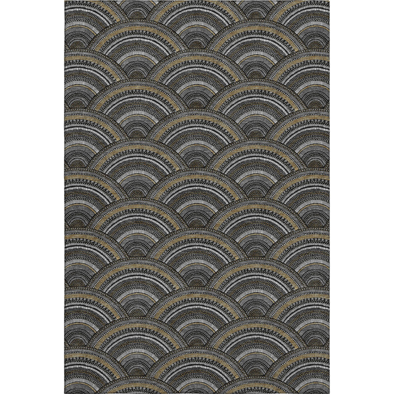 Premium Machine Washable Prisco Black Rug, Rectangle 5' x 7'6"