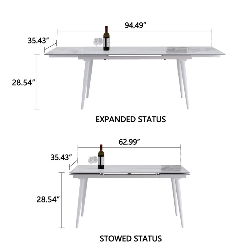 9 - Piece Dining Set with Sintered Stone Dining Table and 8 Fabric Chairs, White, Chanel