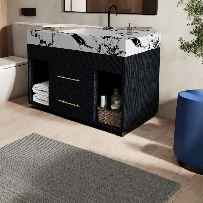 Meuble-lavabo moderne peu encombrant avec lavabo en céramique durable pour petits appartements