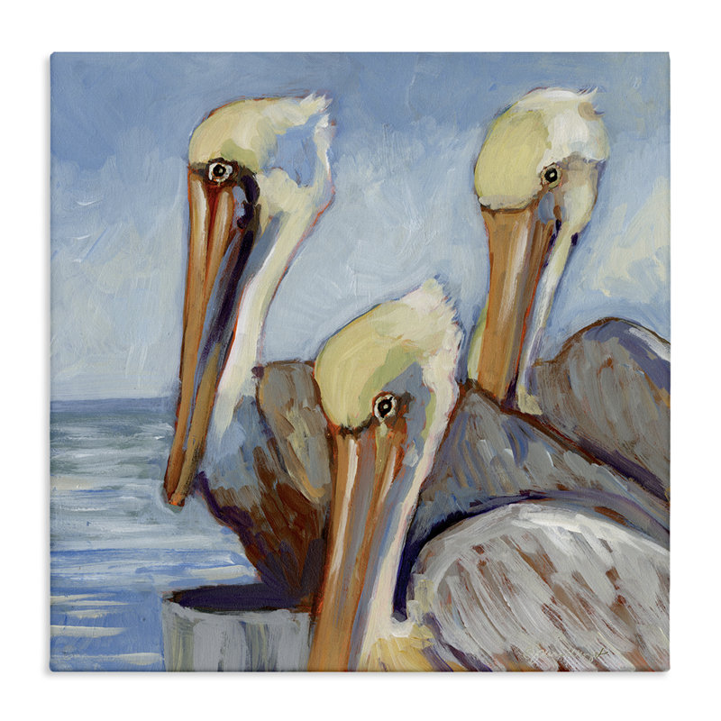 Art mural sur toile Nautical Pelican Trio, design par Susan Winget, H 24 po x l 24 po