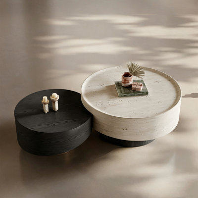 Modern minimalist granite coffee table set