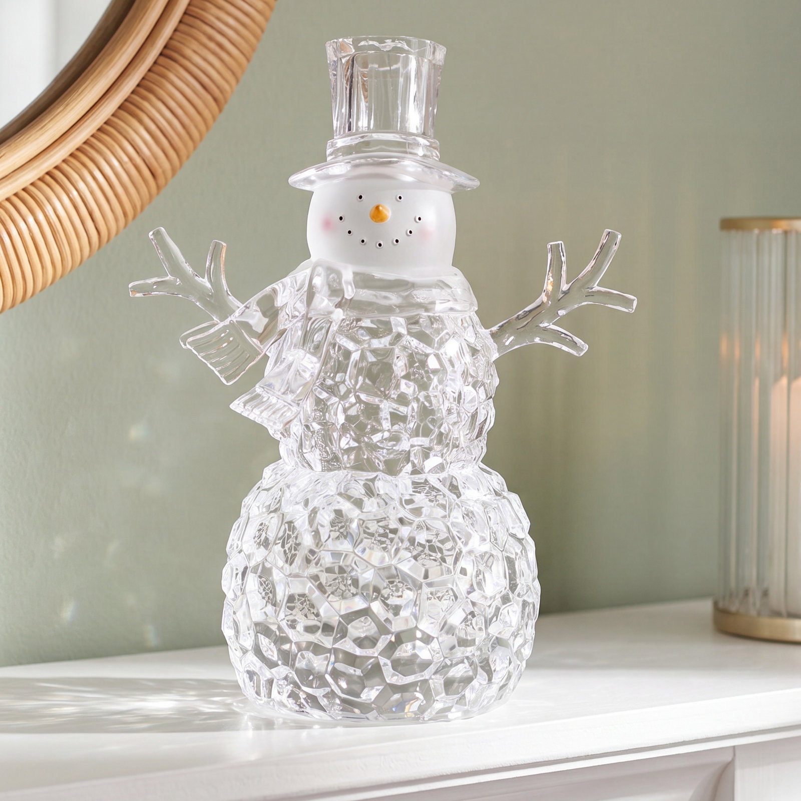 2-Piece Lighted Snowman Snow Globe Set