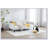 Twin Size Ivory Boucle Upholstered Daybed, Ribbed Tufted Backrest, Daybed In Lavish Modern Design