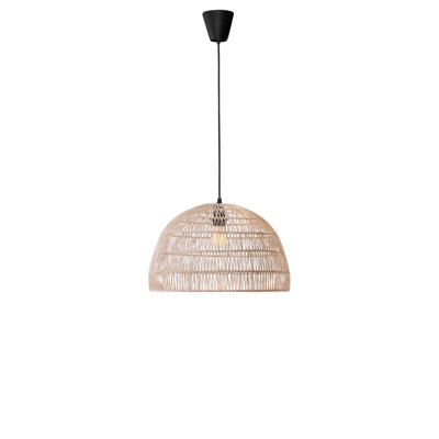 Melody 1 - Light Natural Rattan/ Black Dome Pendant