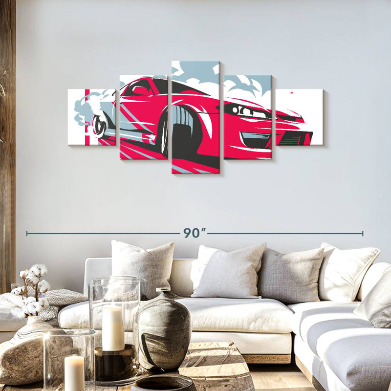 Drifting Race Car, 30" H x 68" W