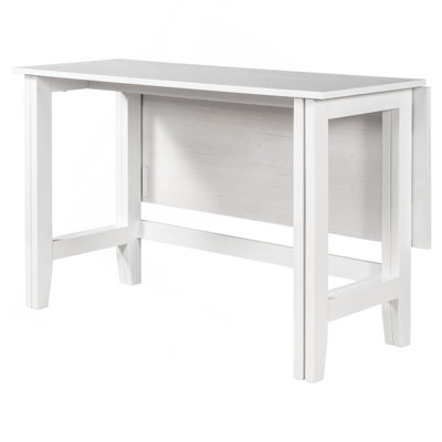 Farmhouse Wood Extendable Dining Table with Drop Leaf for Small Places