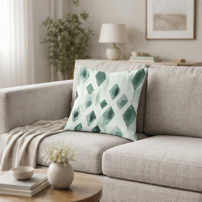 Modern Decorative Cushion - Scandinavian Sage Ikat Printed Throw Pillow