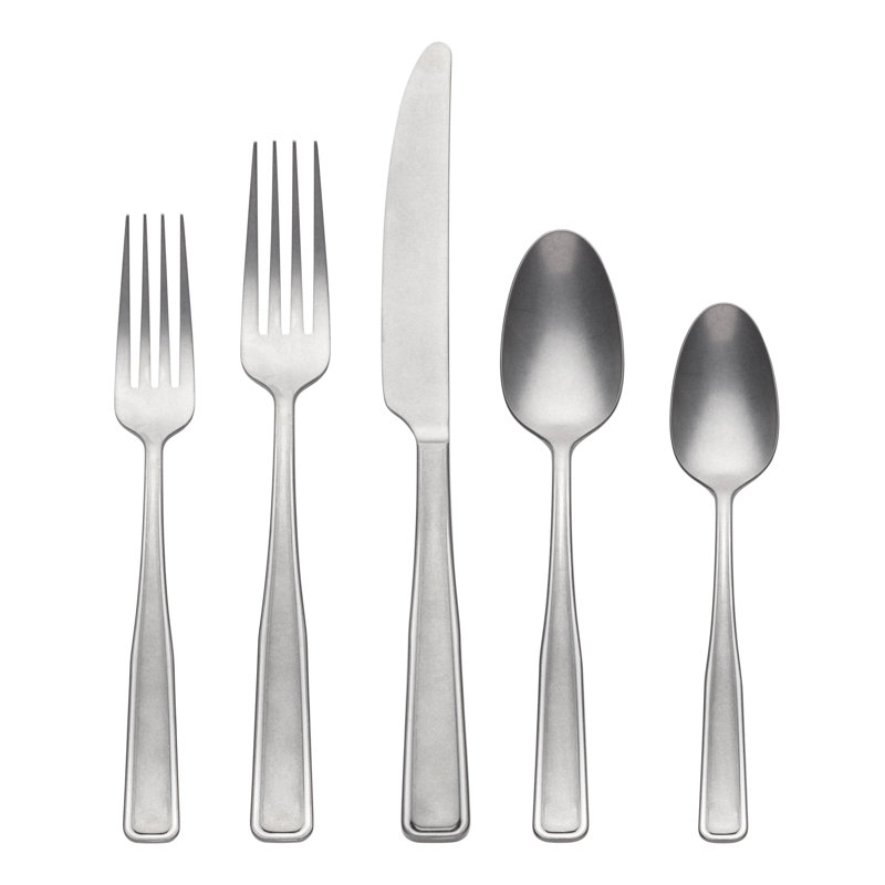 Oneida Reid Satin 20 Piece Flatware Set, Silver