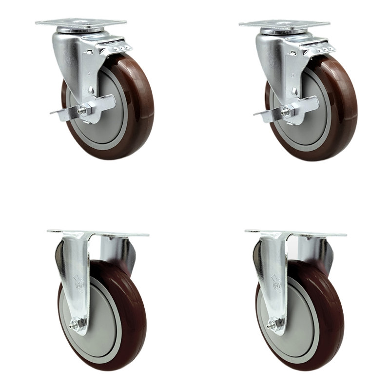 Ensemble de roulettes en polyuréthane SS, Marron