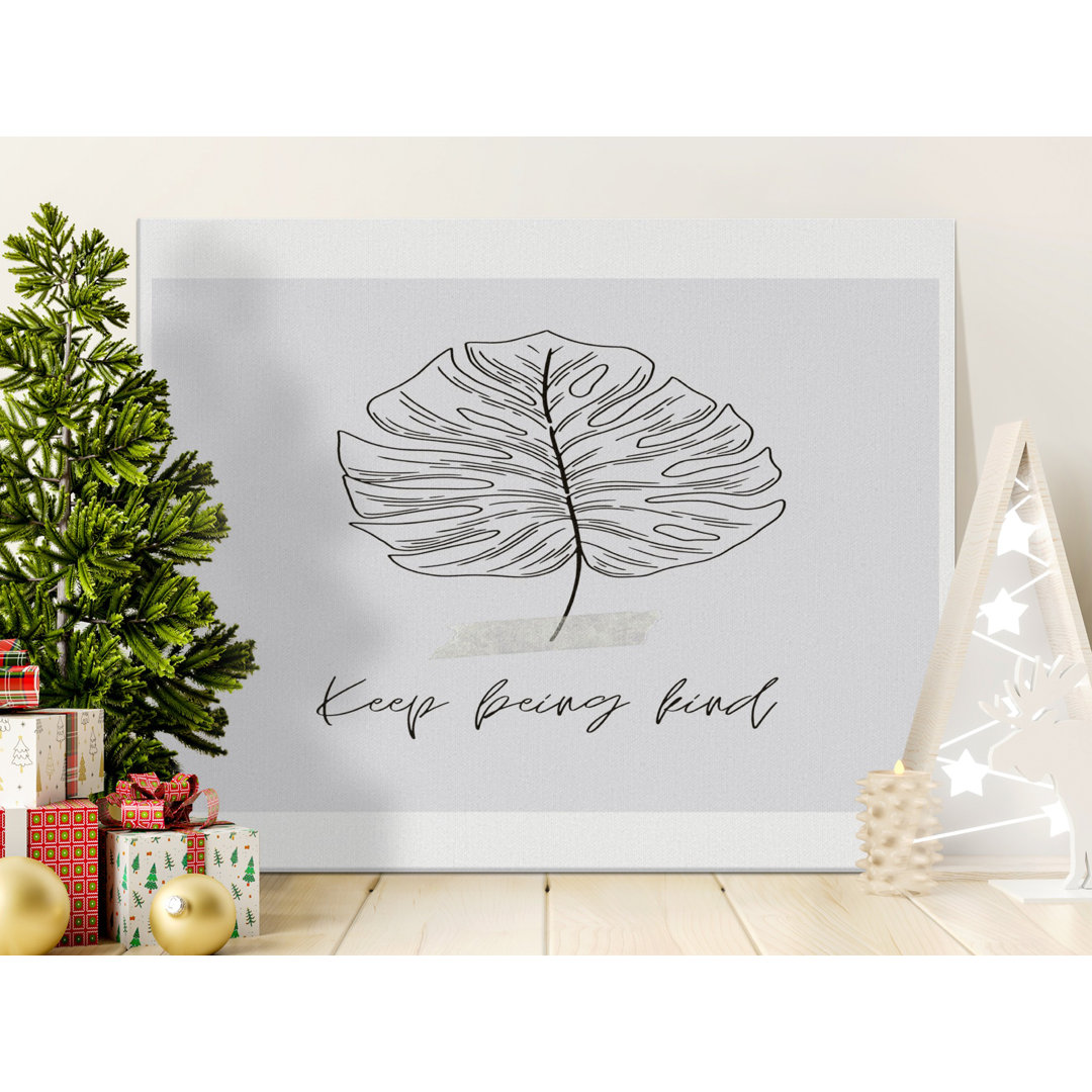 Minimalist Monstera Leaf Kind Quote Sager