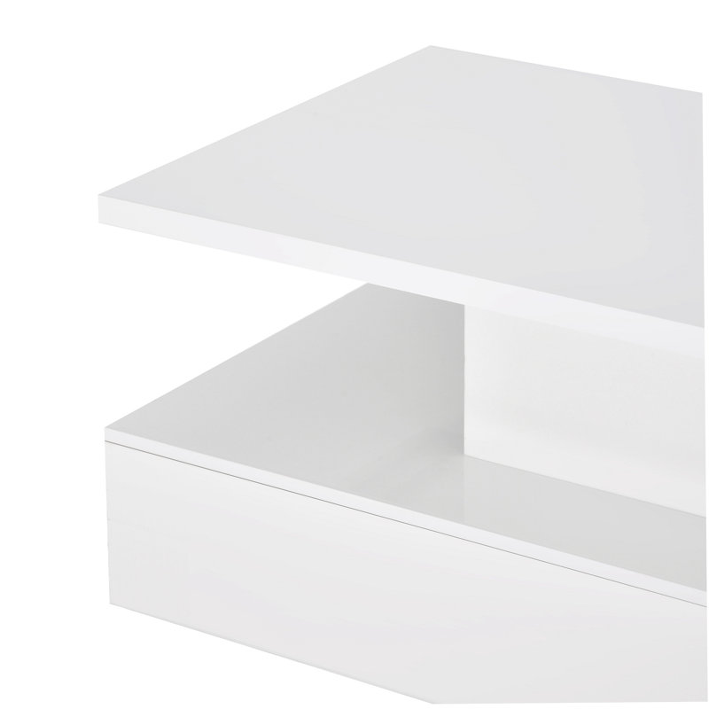Table basse Selenne, table basse, table de salon avec éclairage à DEL, 16 couleurs et télécommande, Blanc