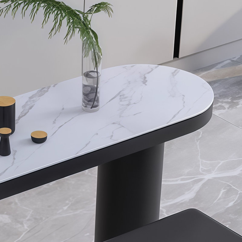 Simple rock plate bar table, 41.3"H x 55.1"L x 15.7"W, Black