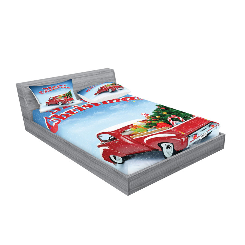 Multicolore drap-housse et coussin décoratif Ambesonne Christmas, Ensemble de draps pour très grand lit californien