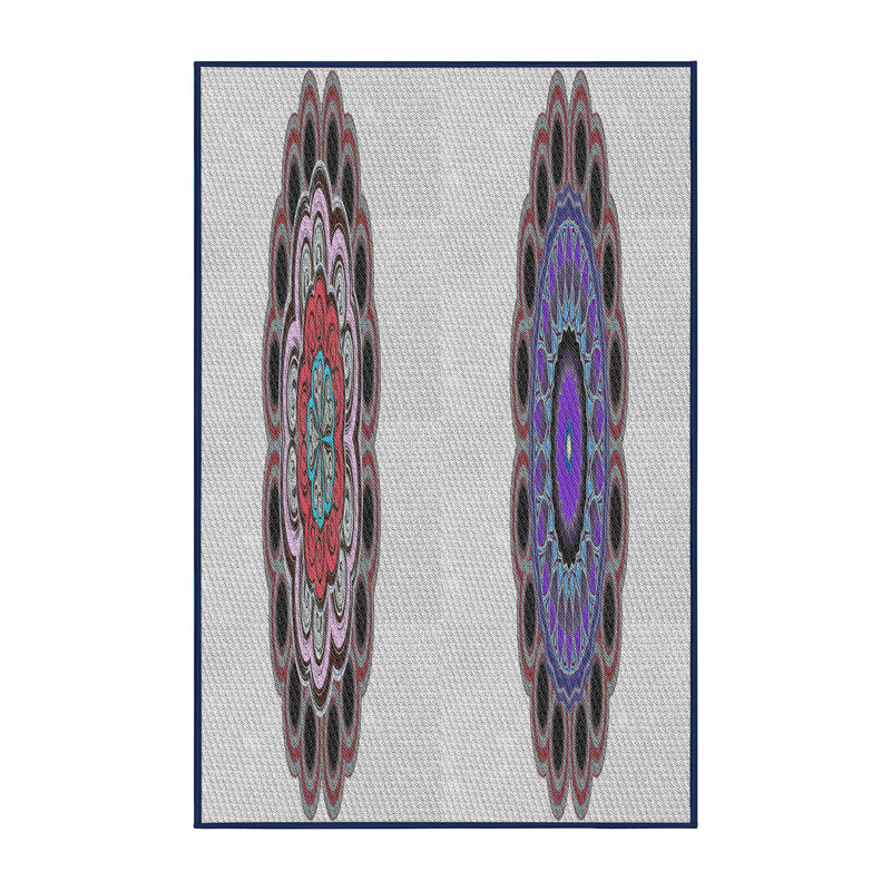 Tapis bleu/noir/rouge à tisser électrique, Rectangle 6 pi x 9 pi