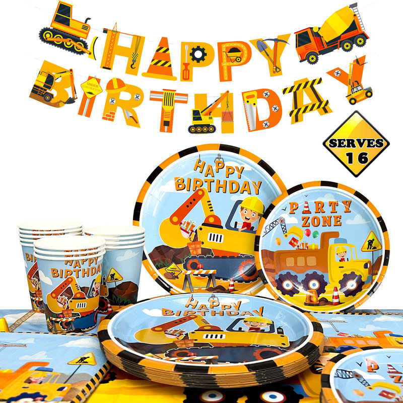 Construction Party Supplies,66 Pcs Construction Party Tableware Set