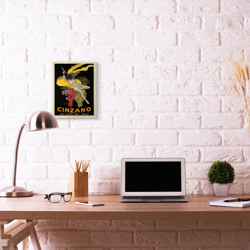 "Cinzano", affiche rétro, "Wine Design", art mural par Marcello Dudovich, H 15 po x l 10 po, Giclée encadrée noir minuit