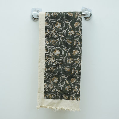 Les essuie-mains en coton gaufré à imprimé à la main rehaussent votre salle de bain avec des serviettes artisanales «Saraswati», vertes