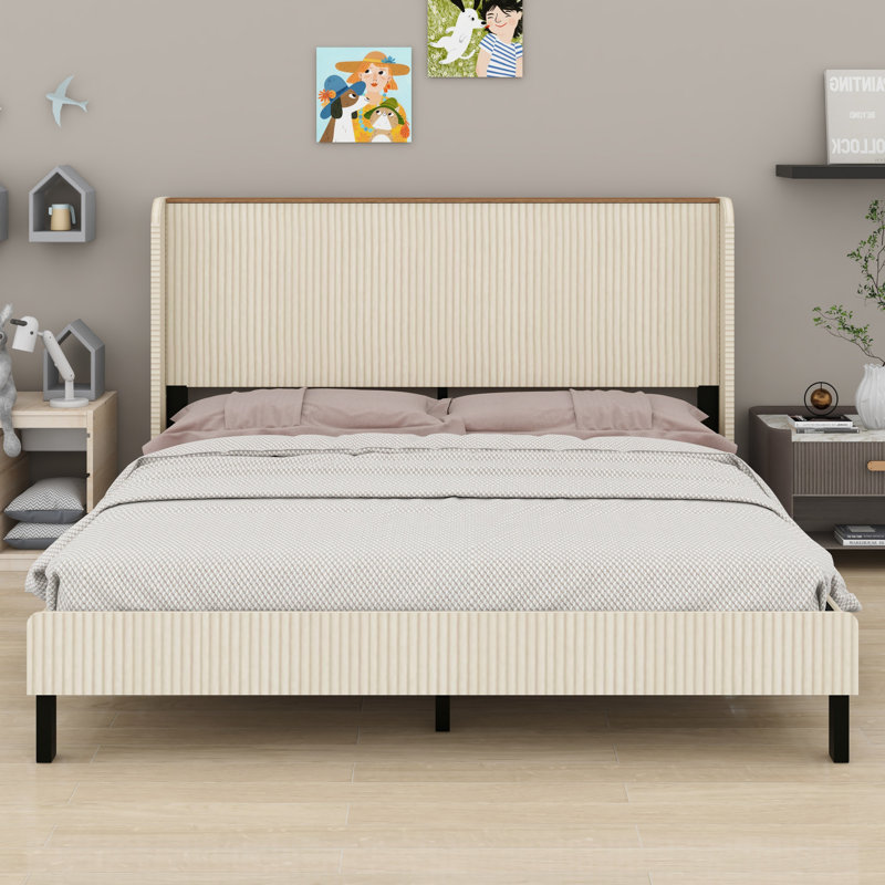 Lit plateforme moderne, conception plateforme et assemblage facile, Grand lit