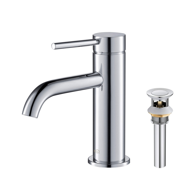 Robinet de salle de bain circulaire à installation monotrou, Chrome chrome, Drainage inclus