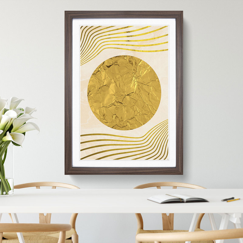 Golden Sun - Picture Frame Graphic Art, Walnut Framed, 90cm H x 65cm W x 2cm D