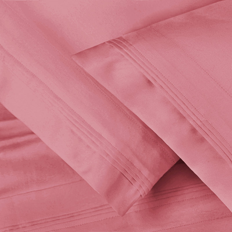Blush Egyptian Cotton Standard Pillowcase Set with Sateen Weave