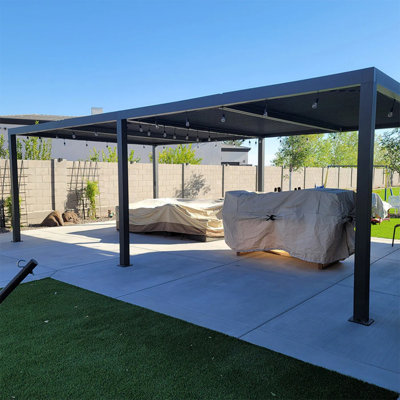14' X 24' Aluminum Outdoor Bronze Louvered Pergola