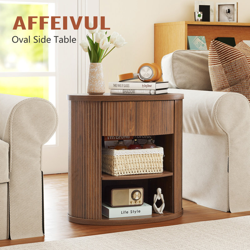 End Table With Storage, Walnut