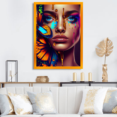 «Sensual Woman with Colorful Butterfly I», impression sur toile