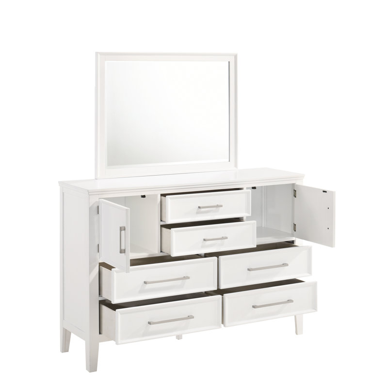 Jonnathan 6-Drawer Dresser with Door, White